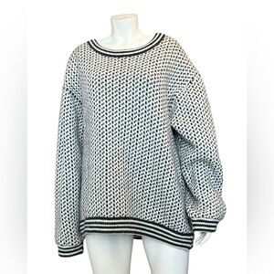 Vintage LL Bean Wool Birdseye Nordic Sweater XL Oversized Boxy Made In Norway